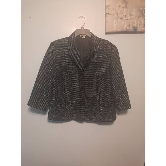 Coldwater Creek Jackets & Blazers - Coldwater Creek Black with White Pin Stripes Womens Blazer Jacket Size XL